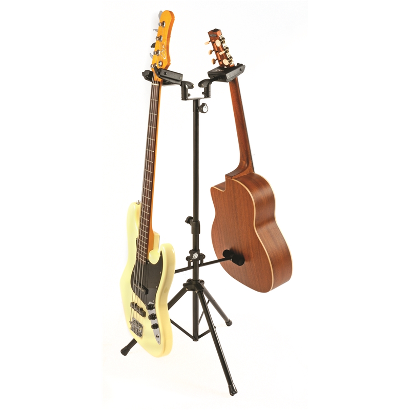 QUIKLOK - Supporto universale per 2 chitarre, acustica/elettrica, con meccanismo blocca-manico