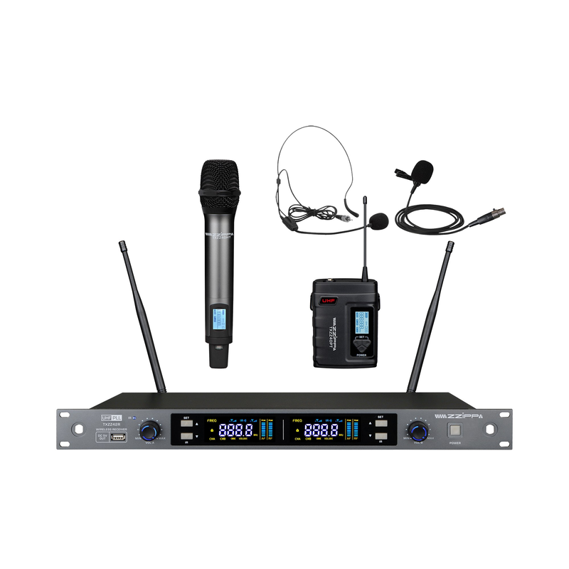 ZZiPP - Set doppio radiomicrofono uhf 2 x 48 ch - 606 - 630 mhz