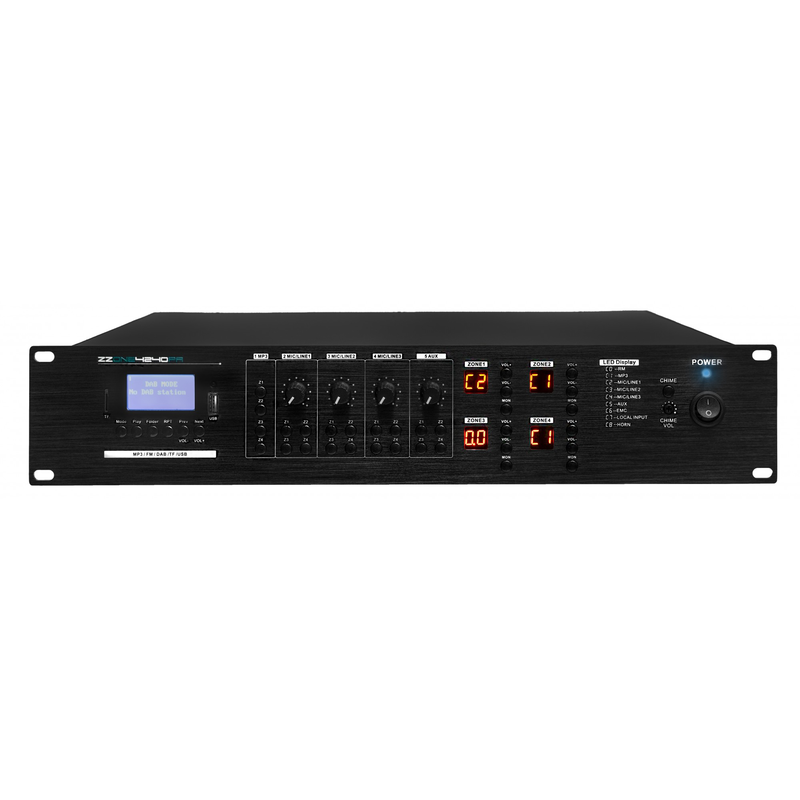 ZZiPP - amplificatore mixer lettore usb/bt/fm da 240w a 4 zone