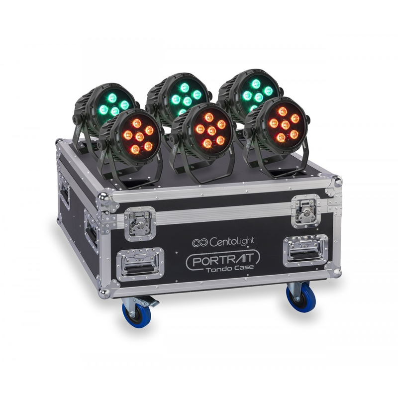 CENTOLIGHT - Set di 6 PAR 6x10W a Batteria IP65 con Flight Case con funzione ricarica